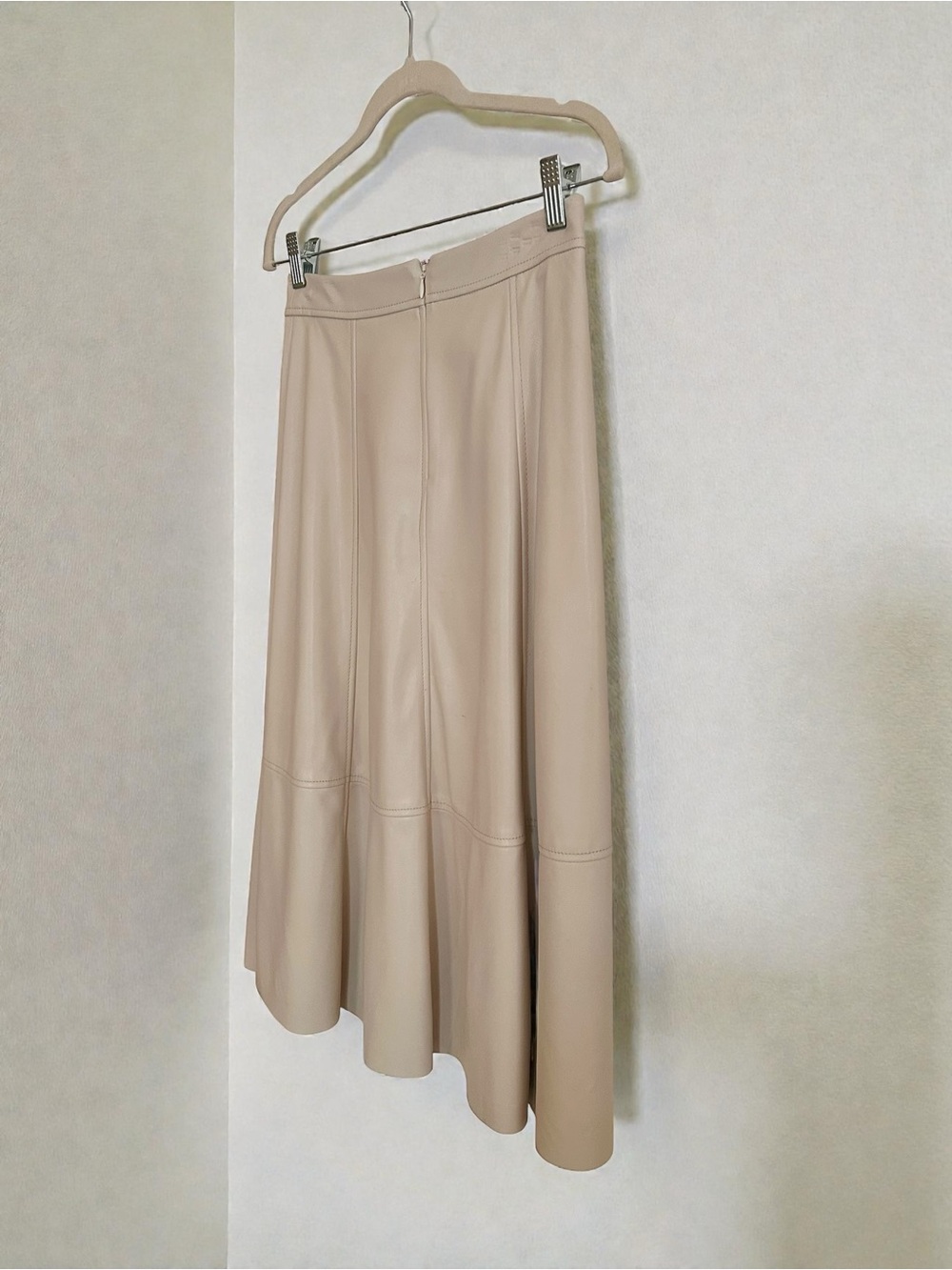 Banana Republic Cream Faux Leather Flared Maxi Skirt